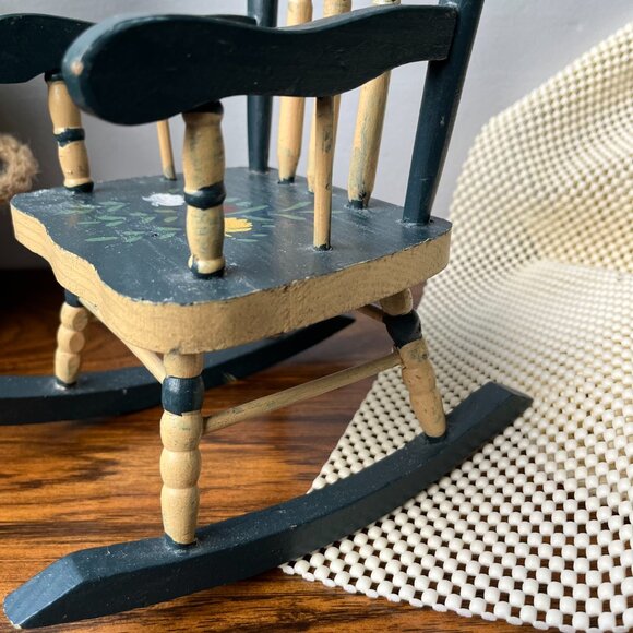 Wooden Toy Doll Rocking Chair Doll Furniture Hand Painted 10-3/4" Tall - Picture 5 of 15